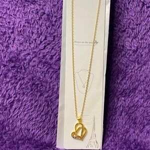 Chic Fashion Gold Heart Pendant Mom Necklace with colorful diamond like accent